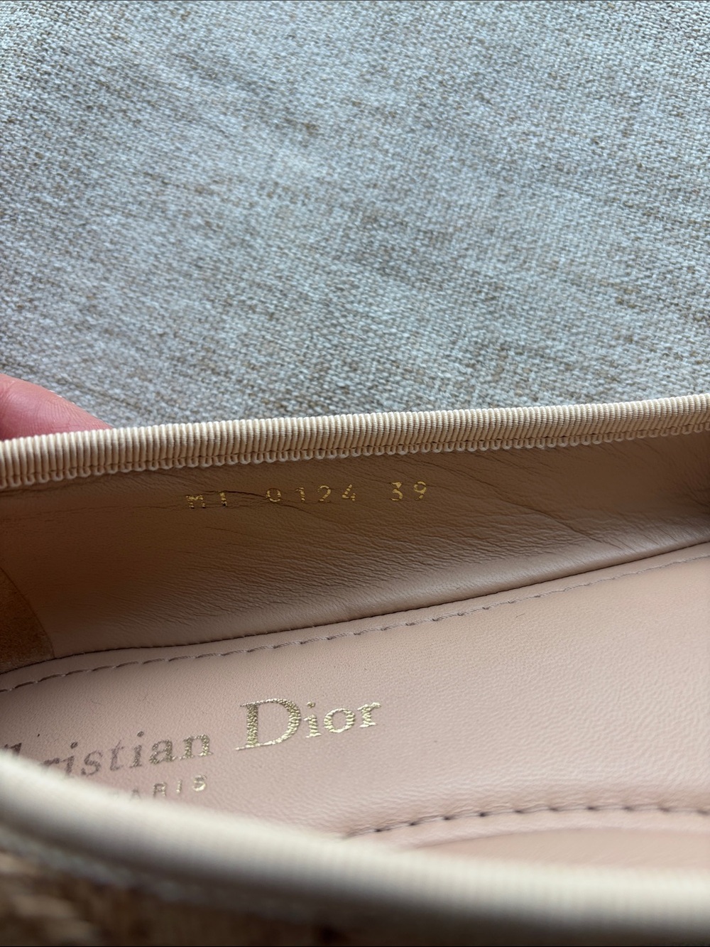 Dior Nude Raffia Bow Pearl-Accent Ballet Flats - Picture 7 of 7